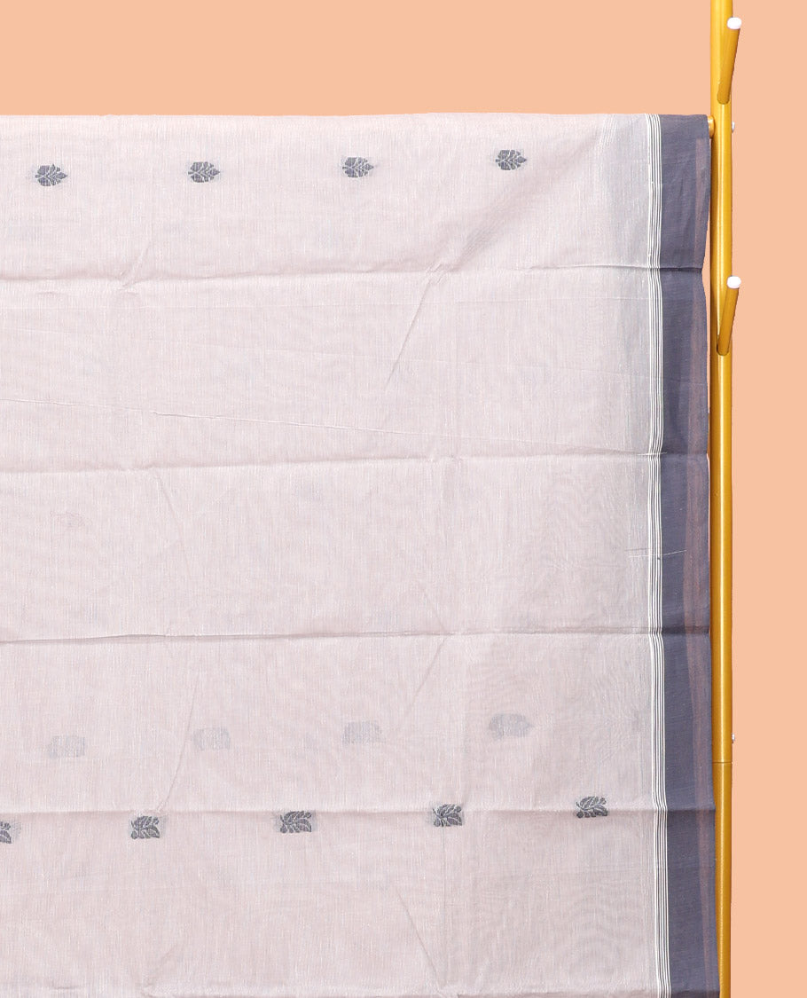 Grey Kanchi Cotton Saree, Sparsely Woven with Buttas, Complemented by a Contrast Border, Pallu of Buttas, and a Matching Blouse