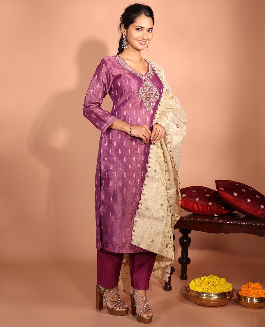 Purple Tissue Readymade Suit