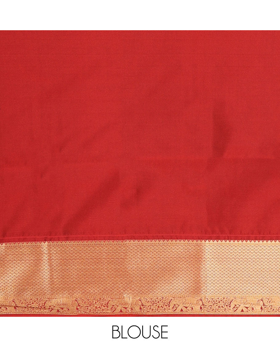 Brown checked, animal motifs soft silk saree with contrast zari design border & argyle design pallu