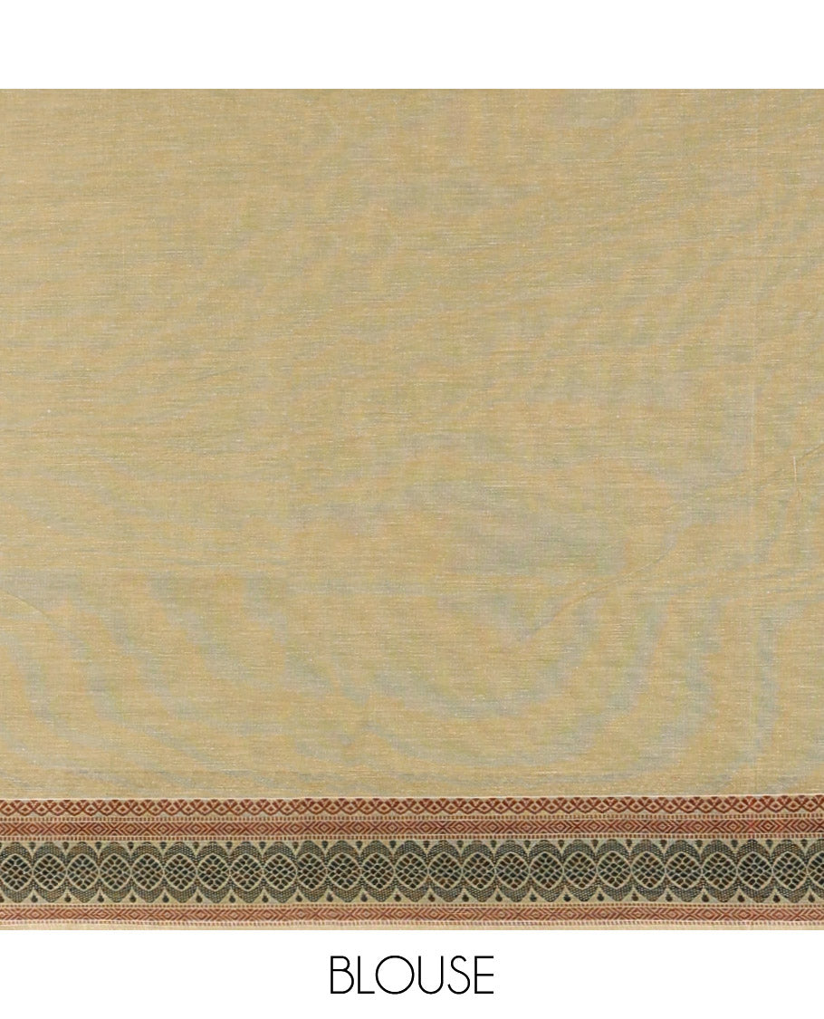 Green buttas Coimbatore cotton saree, self-border & intricate pallu