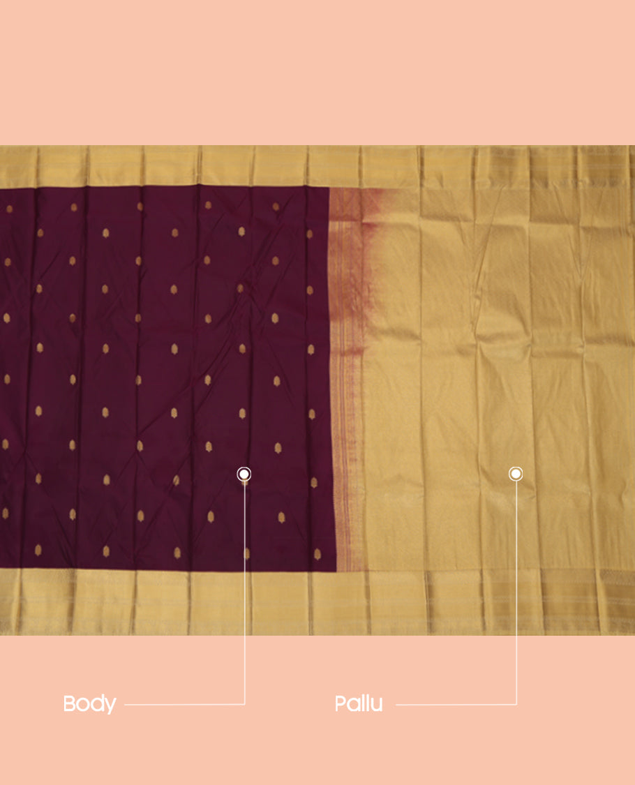 Purple Budget Silk Saree, Enhanced with Zari Buttas, a Contrast Traditional  Zari Border, a Grand Pallu and a Contrast Blouse