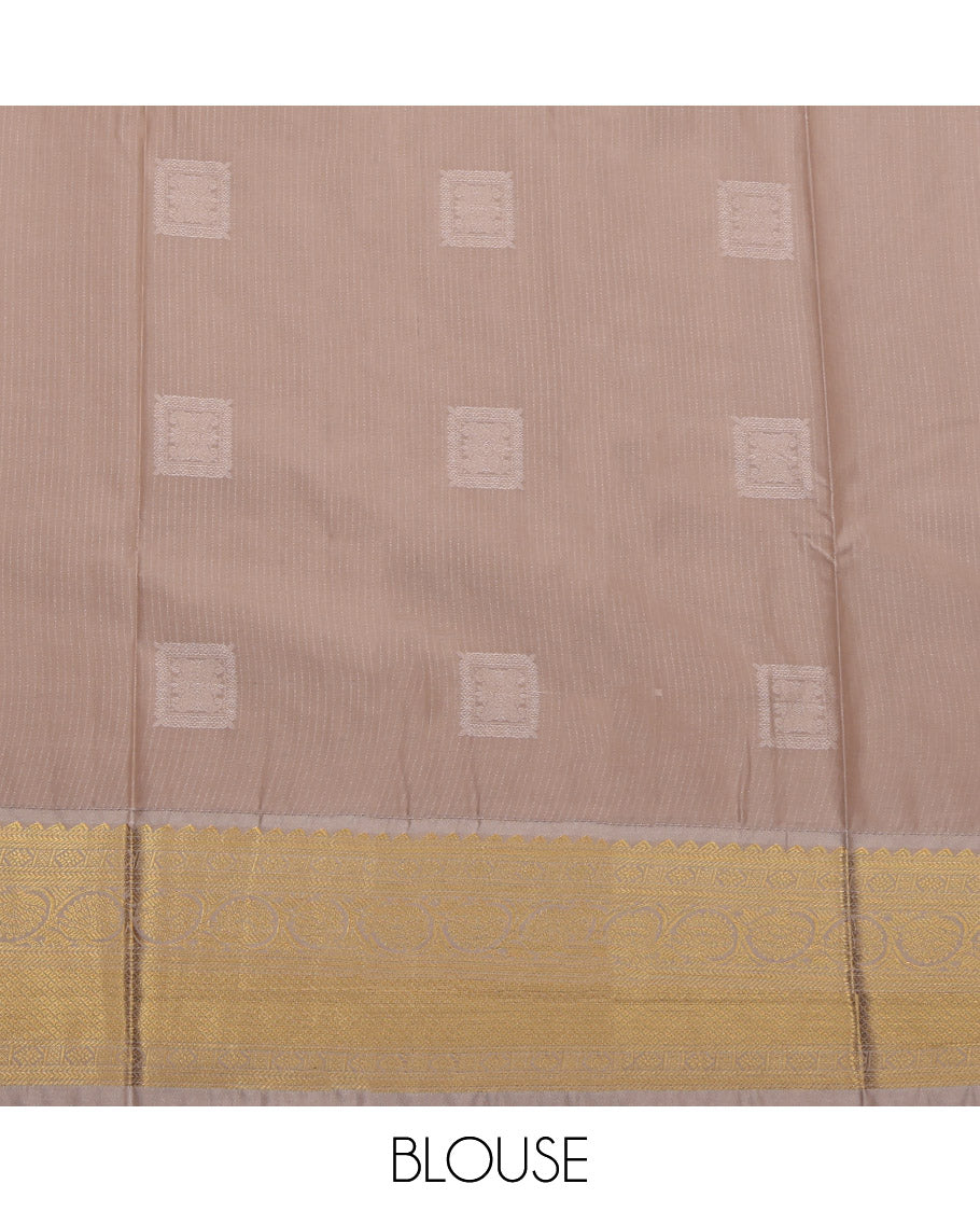 Green Budget Silk Saree, Embellished with Zari Buttas and Stripes, Complemented by Contrast Traditional Border, Grand Pallu and a Contrast Blouse