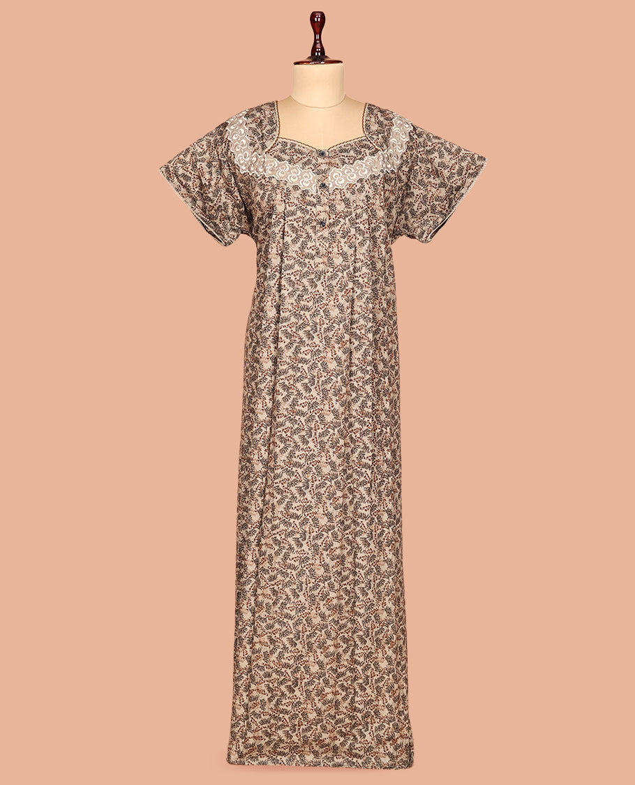 Light Sandal Cotton-Blended Nighty