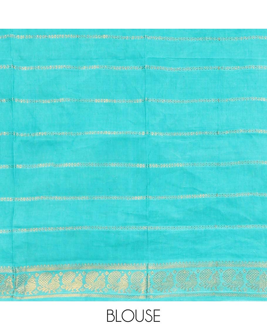 Pink zari striped Sungudi cotton saree, contrast rettai pettu traditional zari border & zari striped pallu