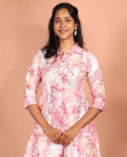 Pink Cotton Readymade Suit