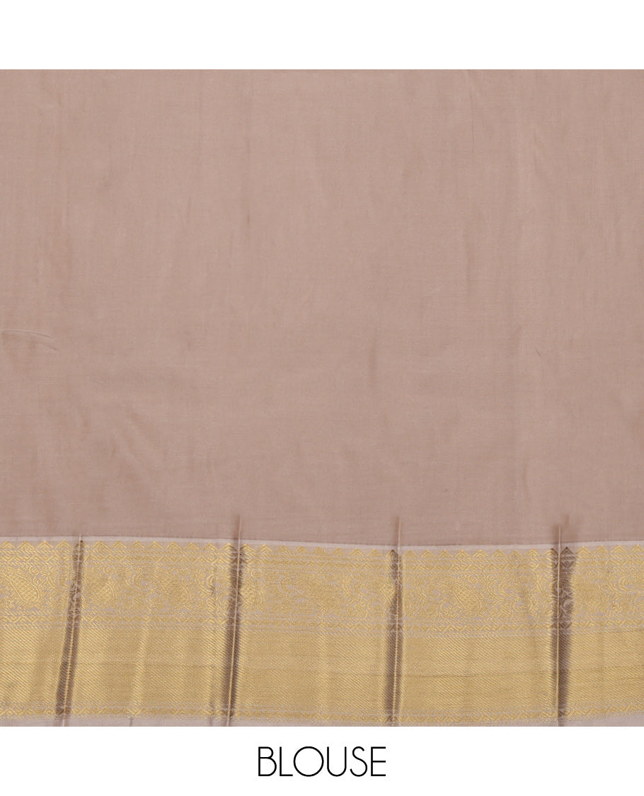 Light Purple Budget Silk Saree, Ornamented with Zari Buttas and Zari Stripes on Its Body, Complemented by a Contrast Traditional Zari Design Border, Gleaming Pallu, and Paired with a Contrast Blouse