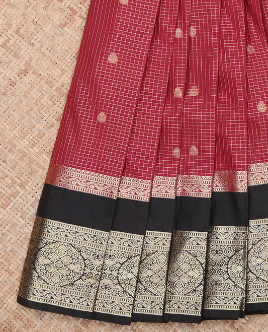 Light Maroon Checks Budget Silk Saree