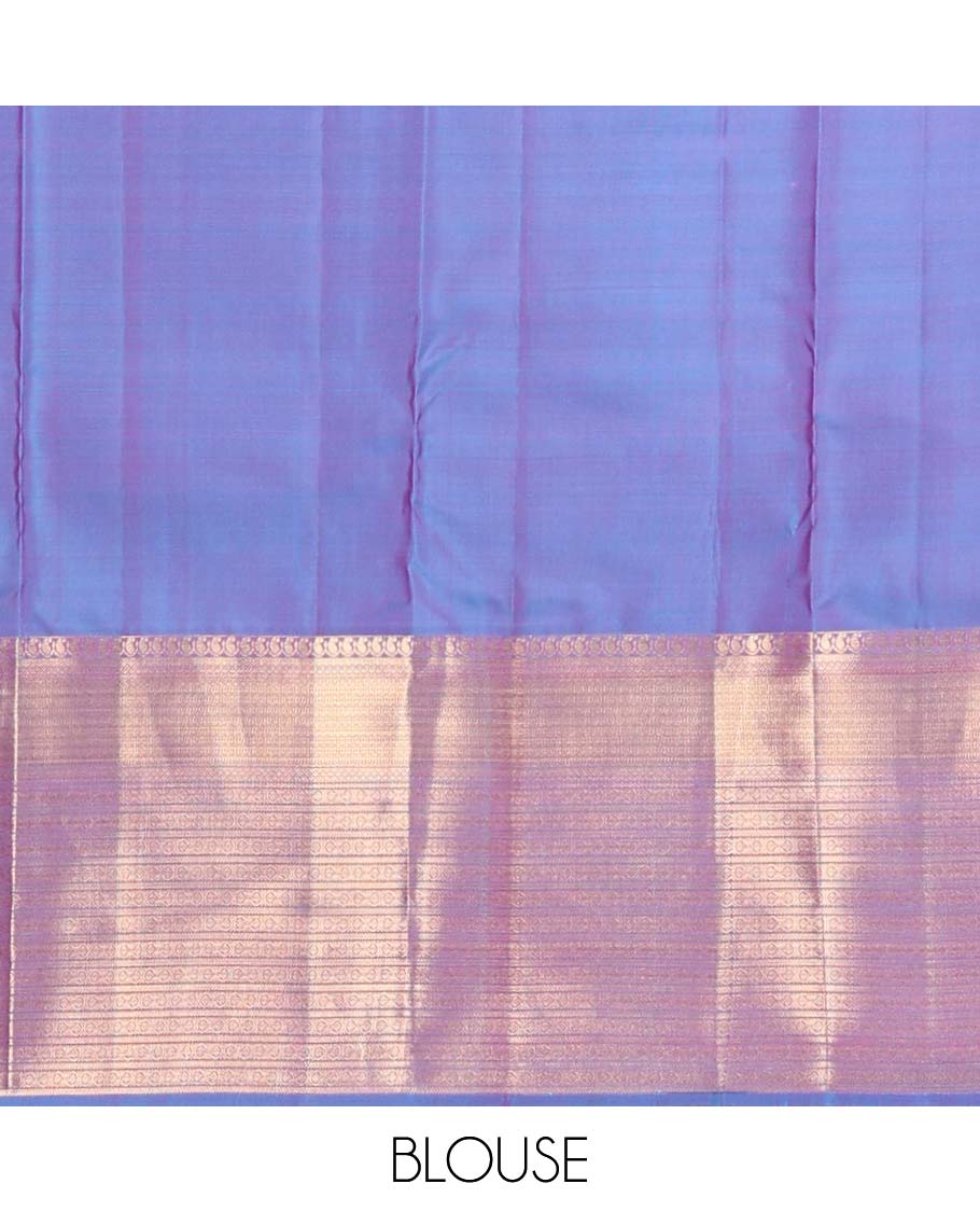 Purple mayil chakram buttas Vasundhara silk mix saree, contrast traditional zari design border & jaal pallu