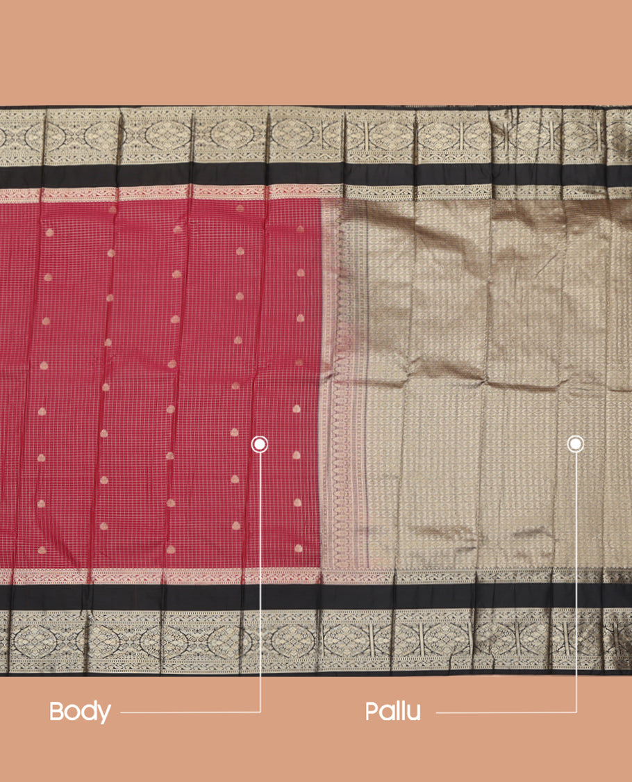 Light Maroon Checks Budget Silk Saree