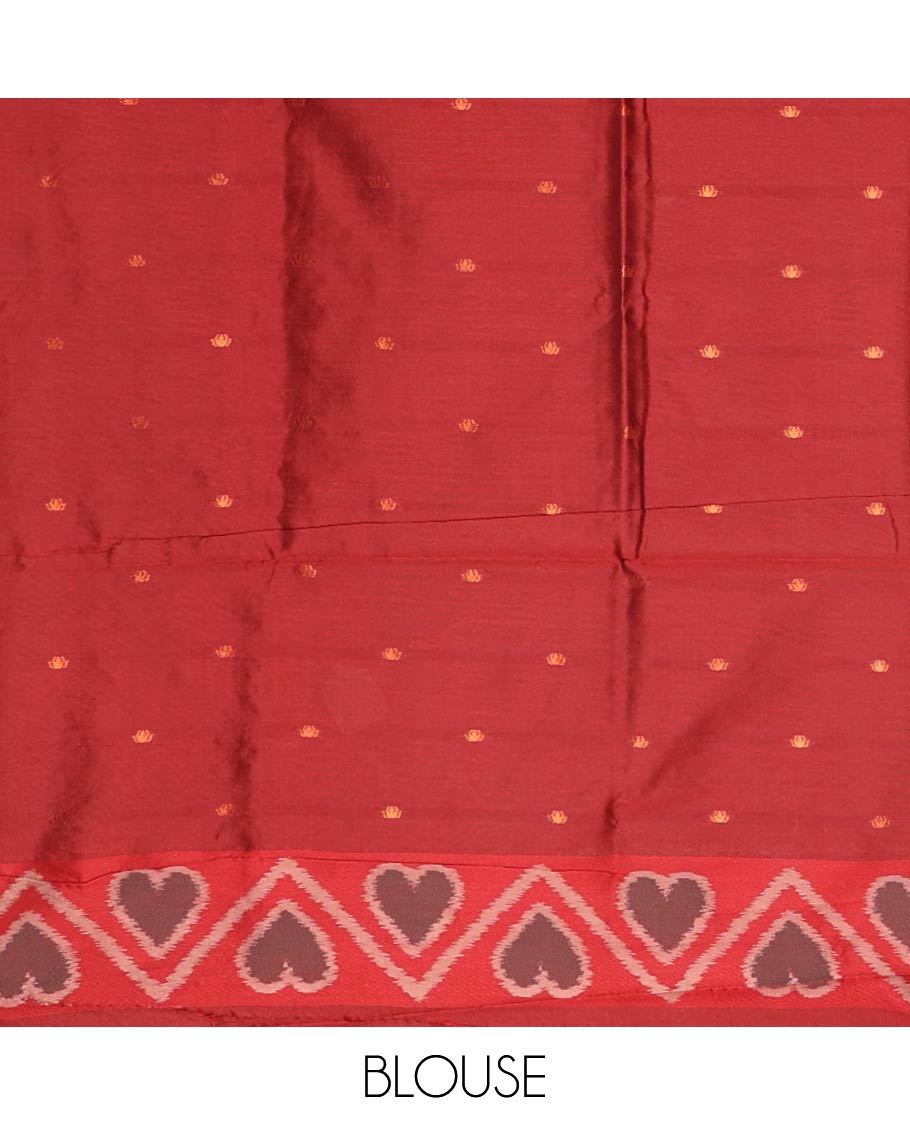 Beige pochampally triangle motifs mulberry silksaree,contrast pochampally design satin thread weave border & zari-rich intricate pallu