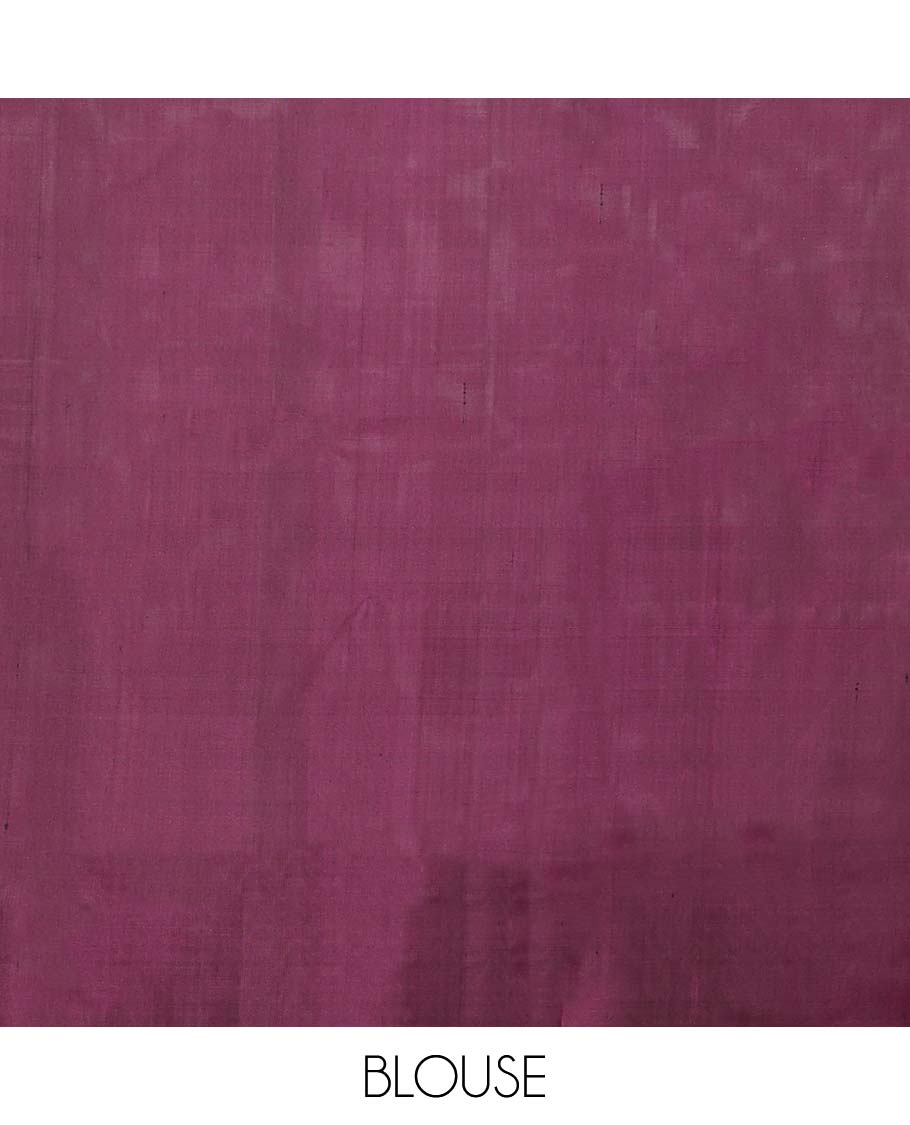 Grey soft silk saree with contrast floral zari border & floral jacquard design pallu