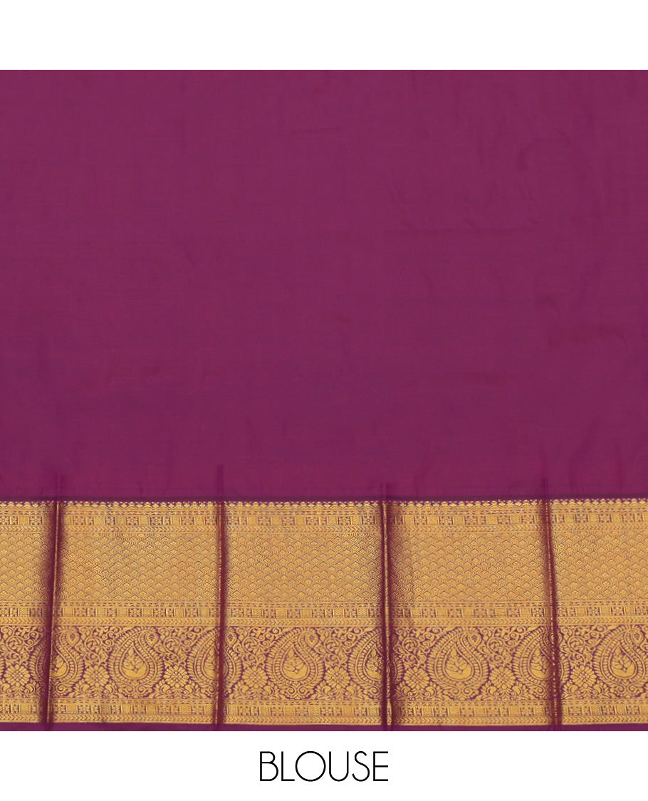 Blue Budget Silk Saree, Ornamented with Zari Buttas and Checks, a Contrast Traditional Zari Border, Grand Pallu, and a Contrast Blouse