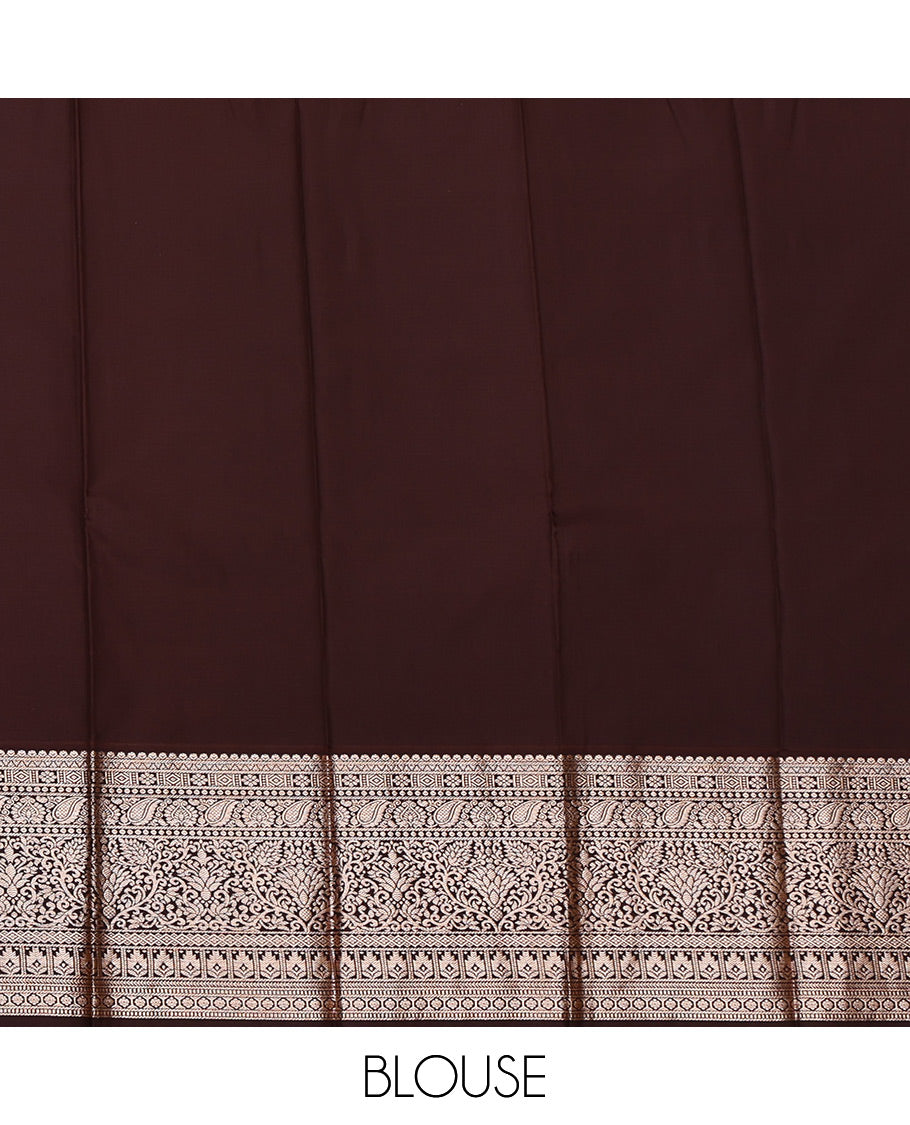 Blue Budget Silk Saree, Gleamed Up with Zari Buttas All Over Its Body, Complemented by a Contrast Traditional Zari Design Border, Intricate Pallu, and Paired with a Contrast Blouse