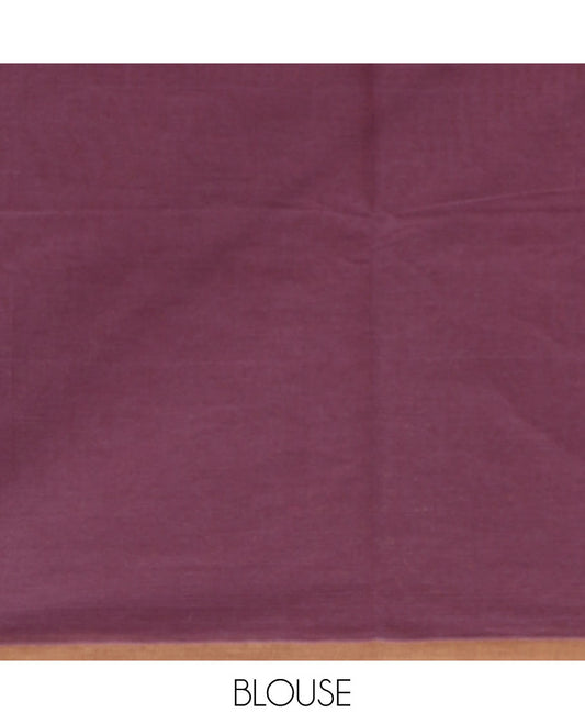 Brown checks & buttas Coimbatore cotton saree, contrast plain border & pallu of intricate designs