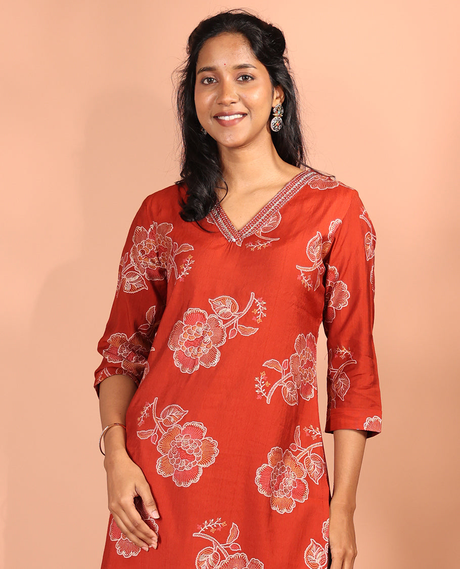 Rust Rayon Readymade Kurti
