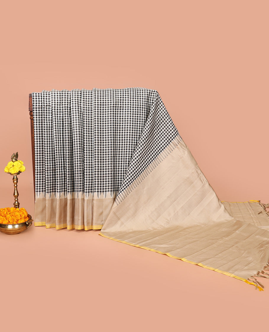 Black-White Gadwal Saree