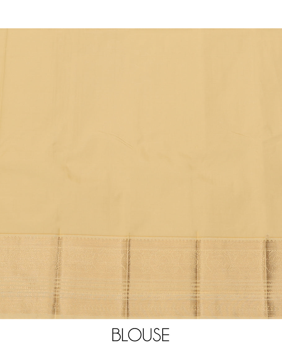 Pista Green Budget Silk Saree, Bedecked with Zari Buttas, a Contrast Traditional Zari Border, Grand Pallu, and a Contrast Blouse