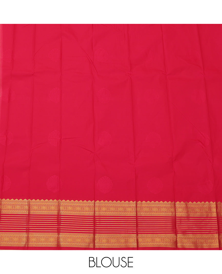 Blue Budget Silk Saree, Graced with Zari Buttas and Stripes, Complemented by a Contrast Traditional Zari Border, Grand Pallu, and Contrast Blouse