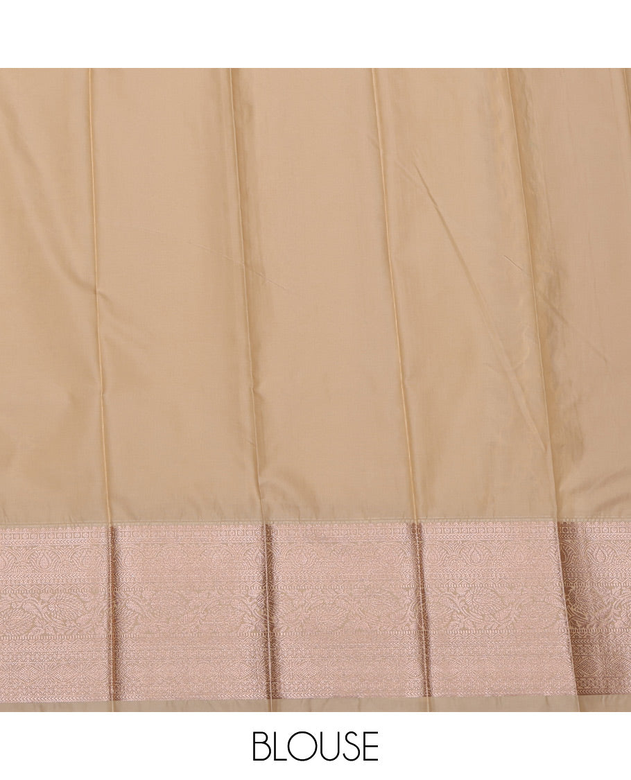 Mustard Budget Silk Saree, Adorned with Zari Buttas All Over Its Body, Complemented by a Contrast Traditional Zari Design Border, Intricate Pallu, and Paired with a Contrast Blouse