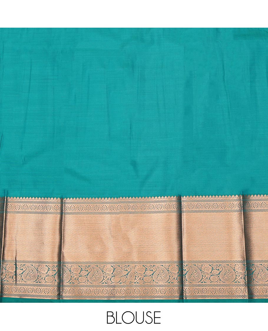 Orange Budget Silk Saree, Gleamed Up with Jacquard Design, Complemented by a Contrast Traditional Zari Border, Jaal Pallu, and Contrast Blouse