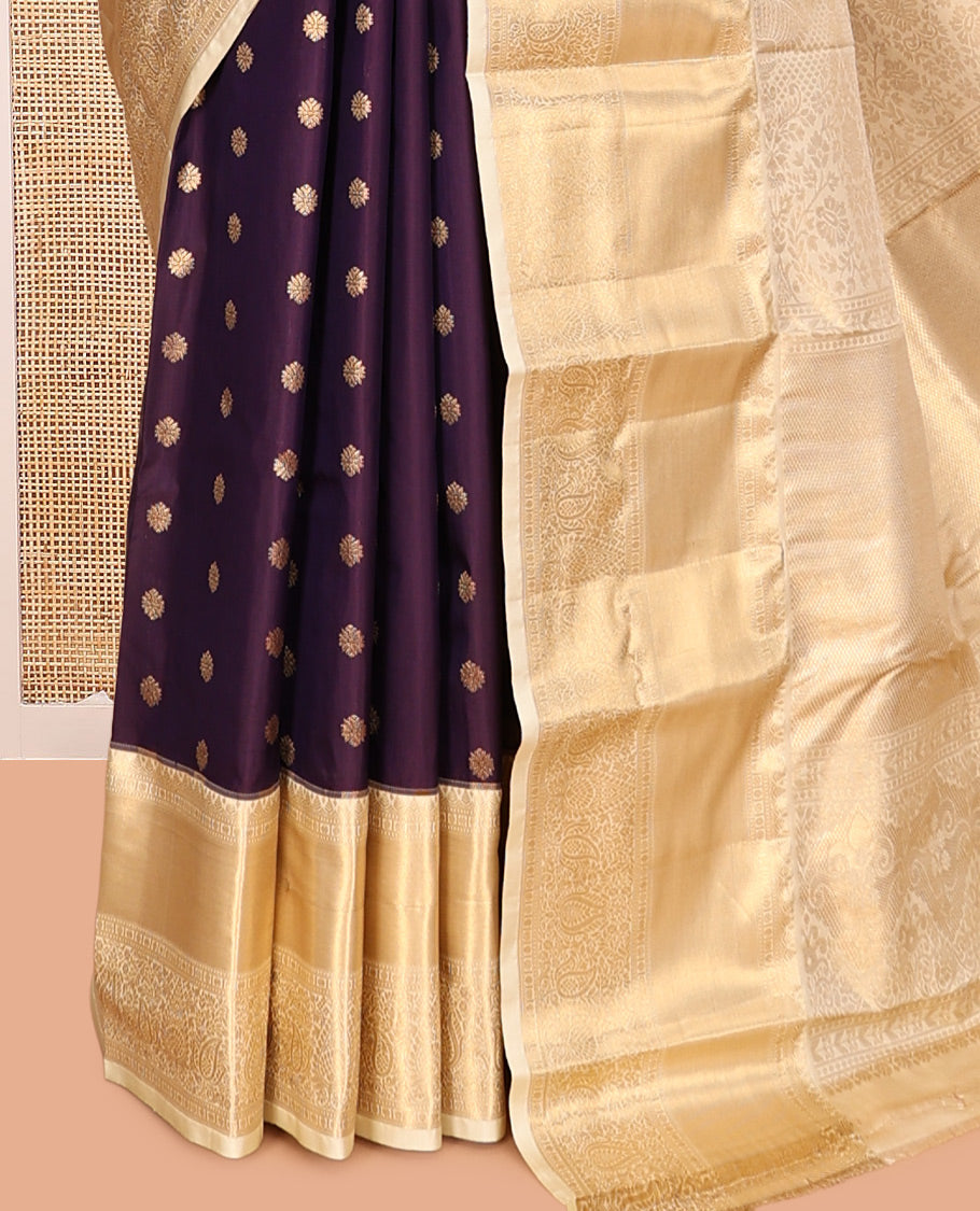 Purple Zari Buttas Gift Saree