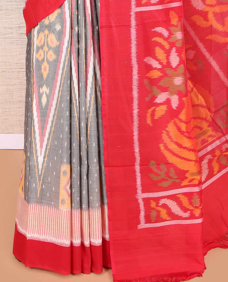 Grey Pochampally Ikat Cotton Saree