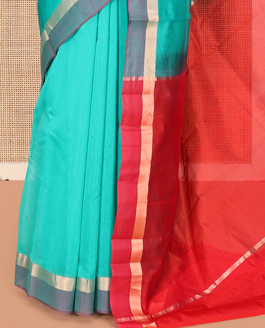 Green Plain Silk Cotton Saree