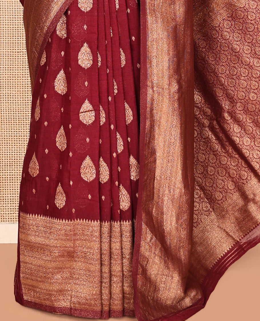 Maroon Fancy Crepe Saree