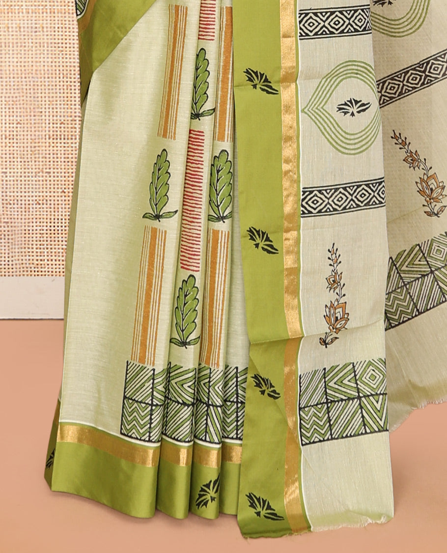 Pale Green Chirala Cotton Saree