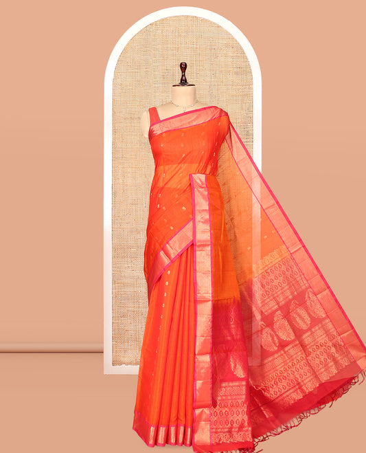 Orange Intricate Design Silk Cotton Saree