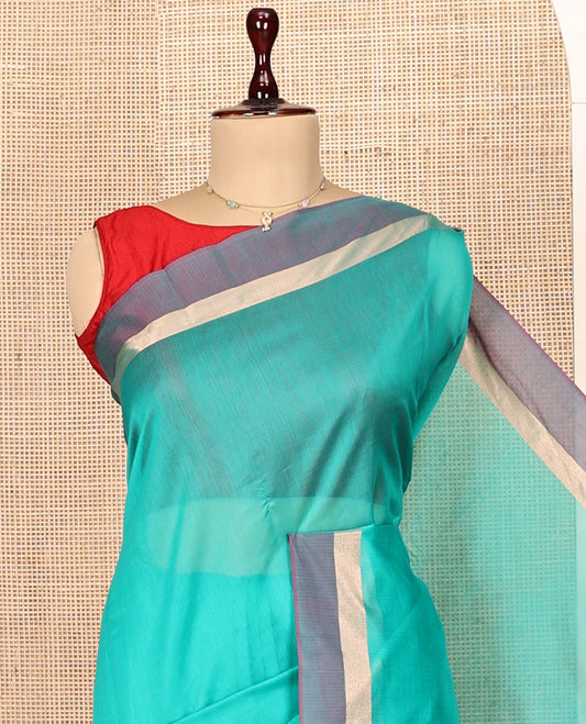 Green Plain Silk Cotton Saree