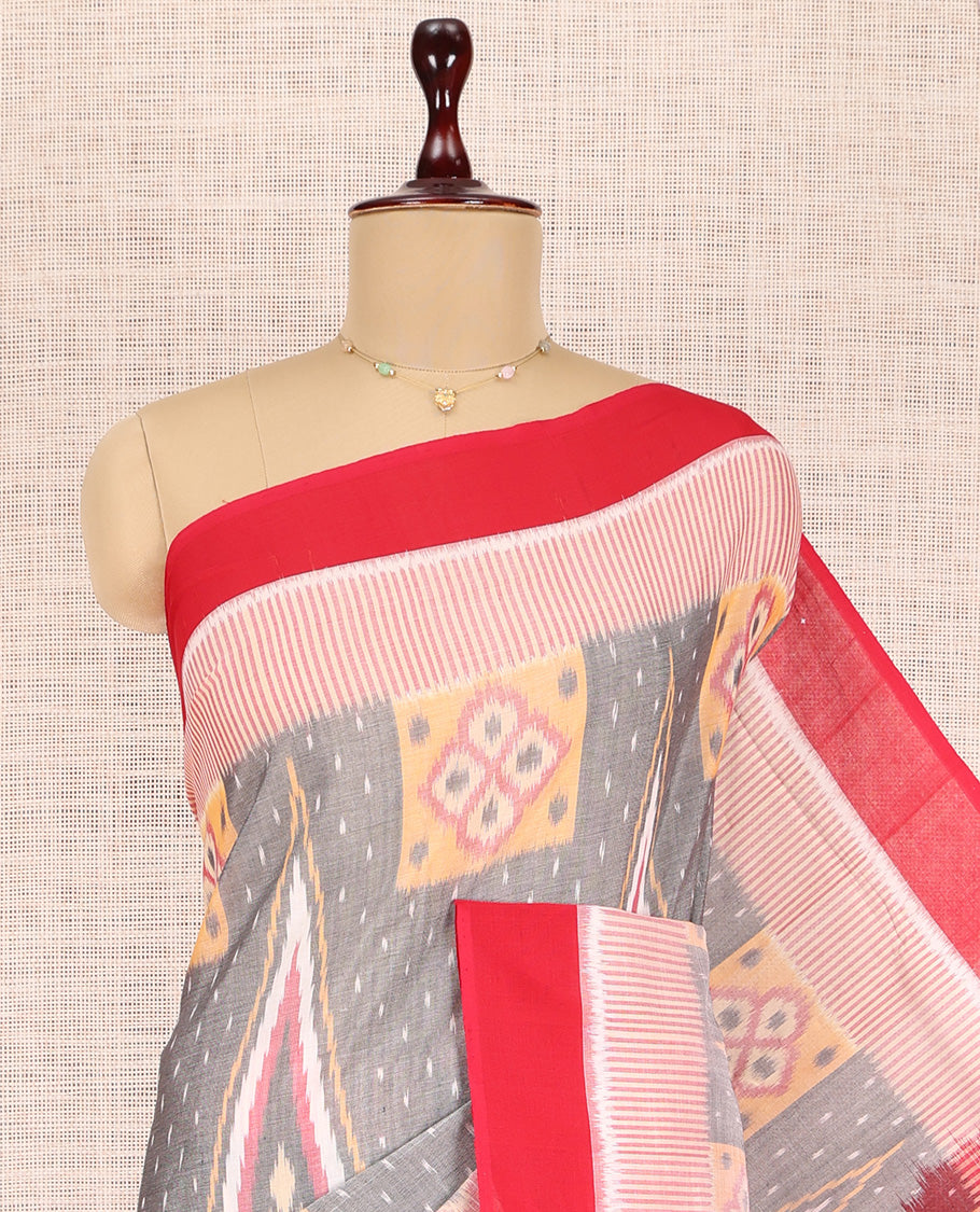 Grey Pochampally Ikat Cotton Saree