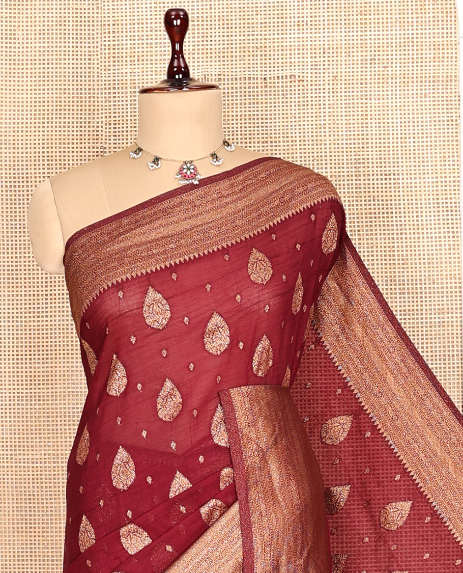 Maroon Fancy Crepe Saree