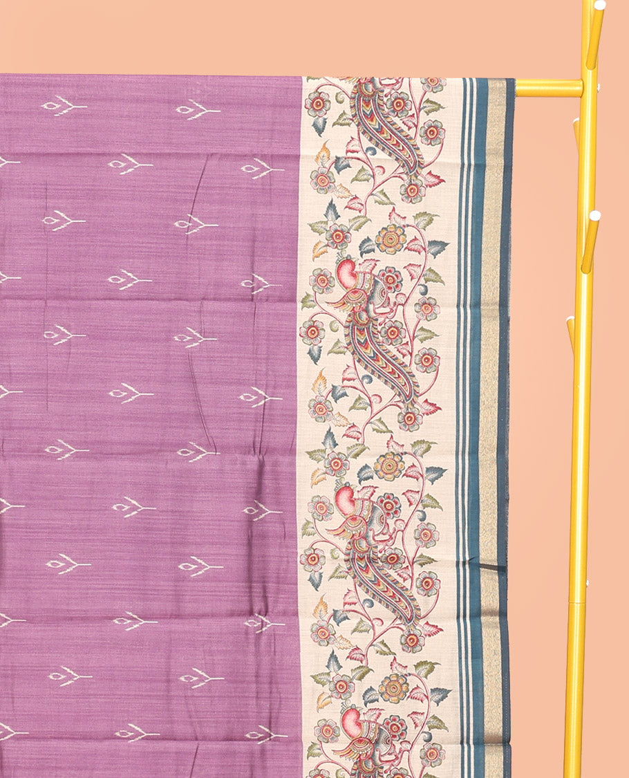 Brown Mul Mul Cotton Saree, Decked Up with Floral-Ogee Print, a Floral Border, Floral-Printed Pallu, and a Matching Blouse