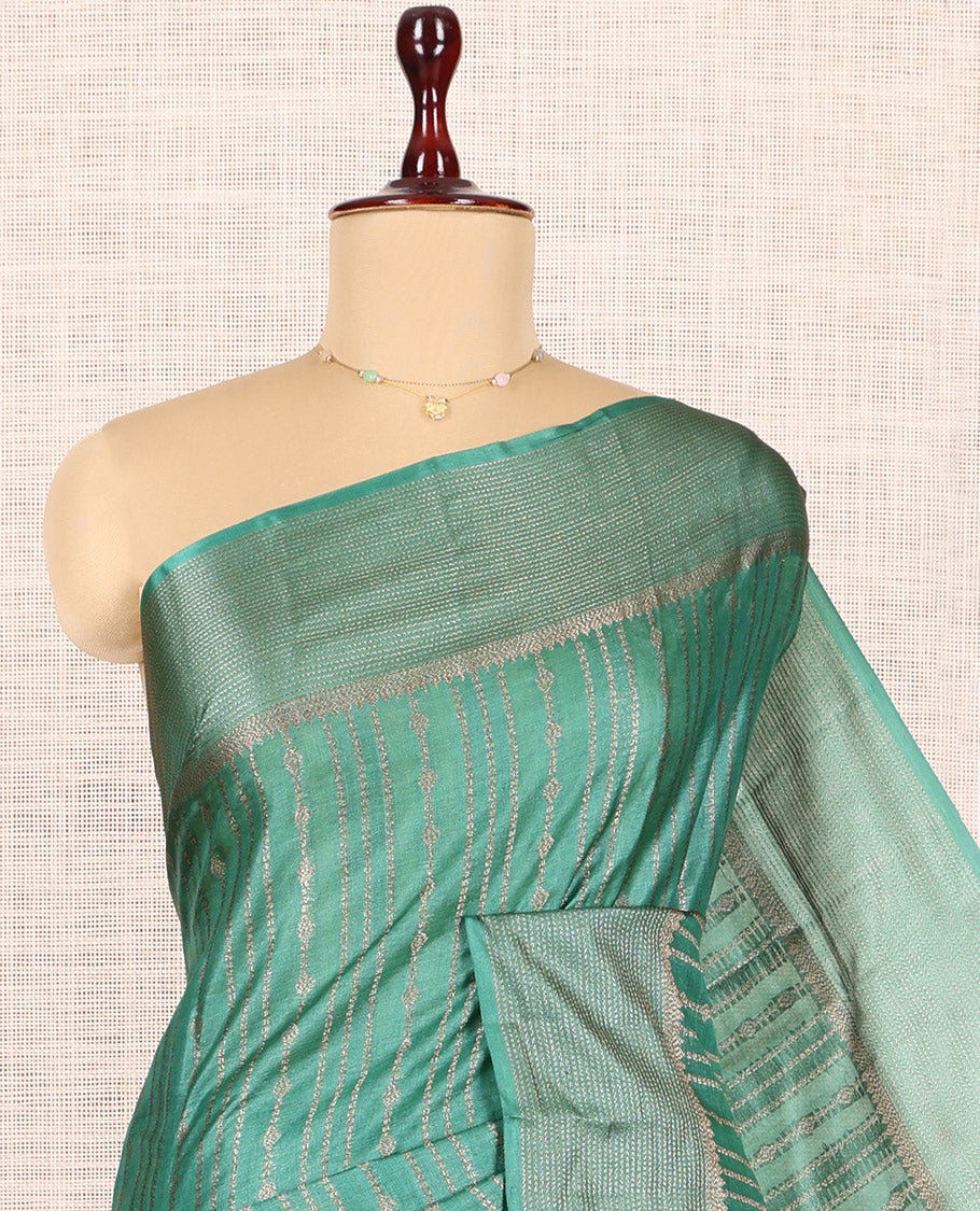Green Tussar Silk Saree