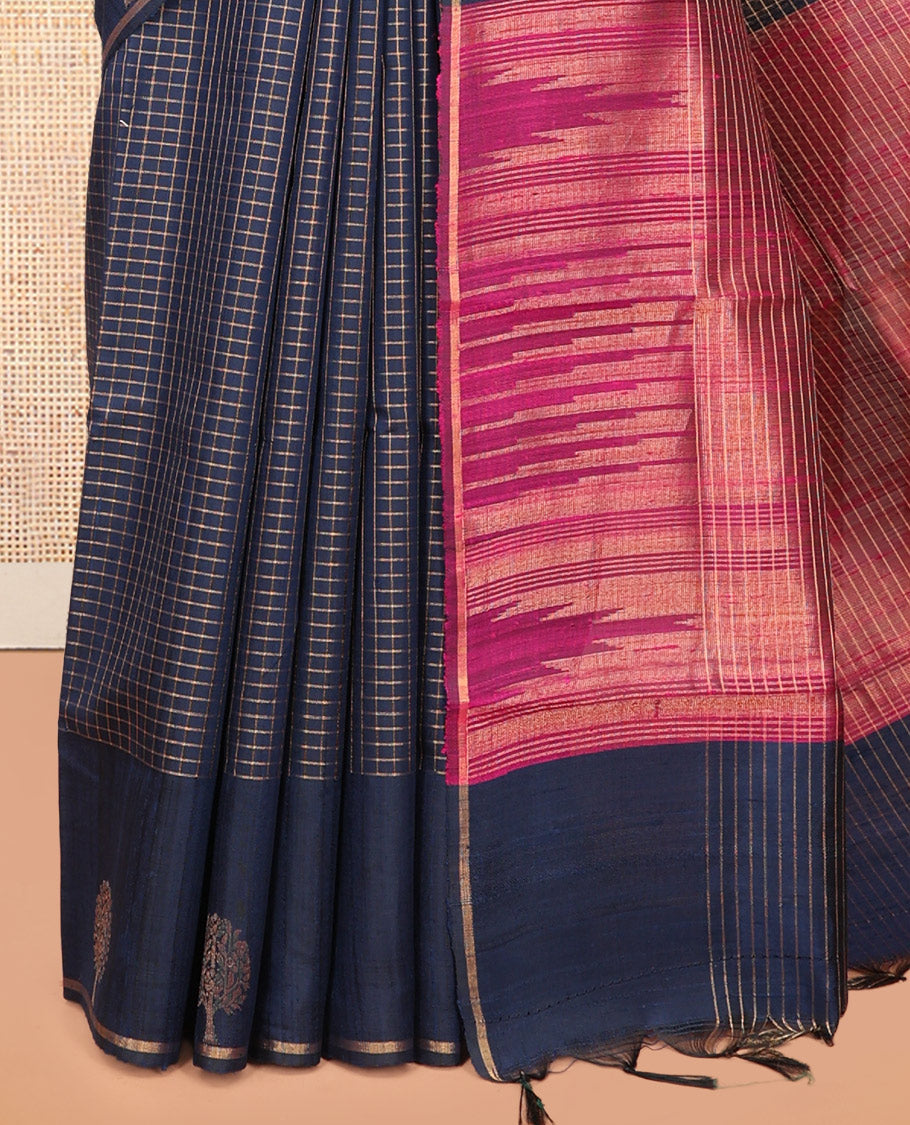 Blue Dupion Saree