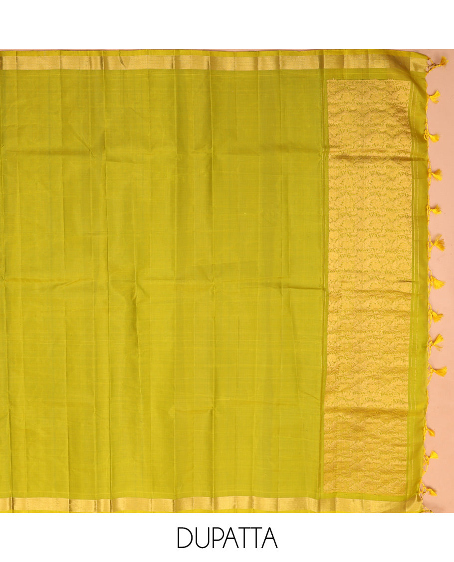 Green Pure-Silk Half-Saree