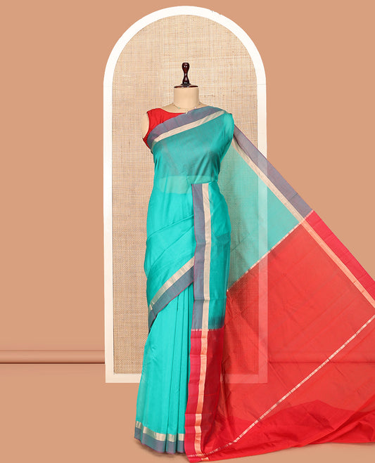 Green Plain Silk Cotton Saree