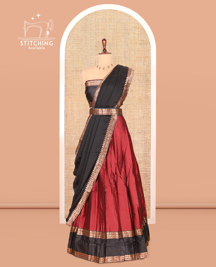 Maroon Semi-Silk Half-Saree