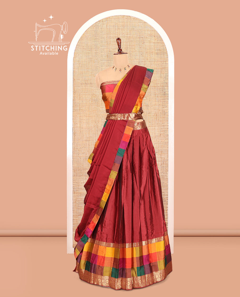Maroon Semi-Silk Half-Saree