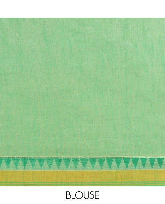 Multi-color lake design chirala cotton saree with contrast temple deign border & striped pallu