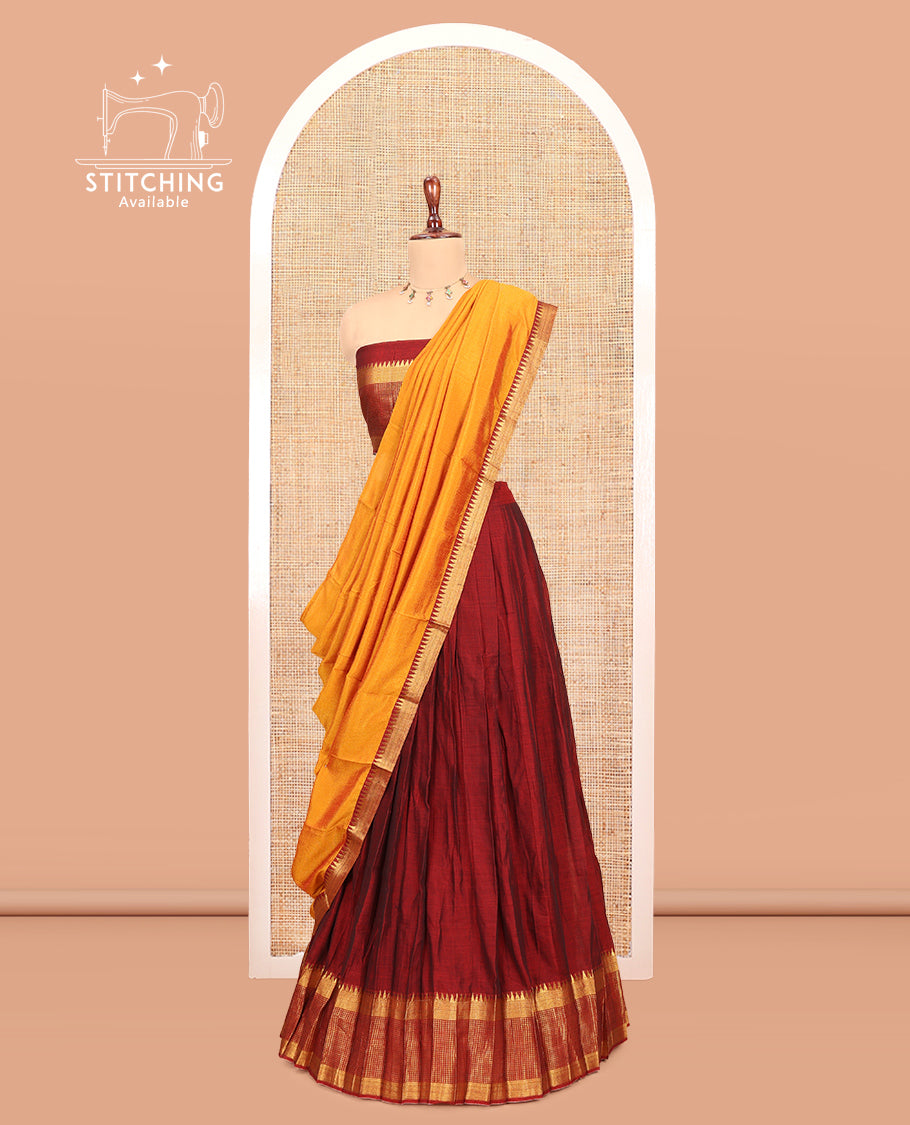 Maroon Mercerised Cotton Half-Saree