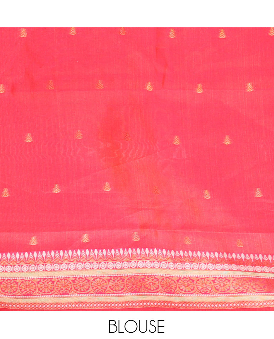 Leaf Green Litchi Chettinad Cotton Saree Features Buttas, Contrast Traditional Border, Grand Pallu,  Contrast Blouse