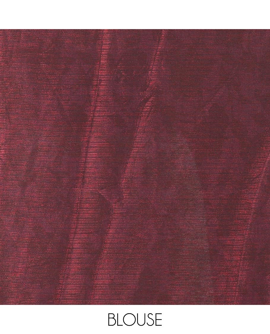 Borderless Maroon Shimmer Chiffon Saree, Artfully Printed with Abstract-Style Floral Print All Over Its Body,  Pallu Mirrors the Same Print, and Paired with a Matching Blouse