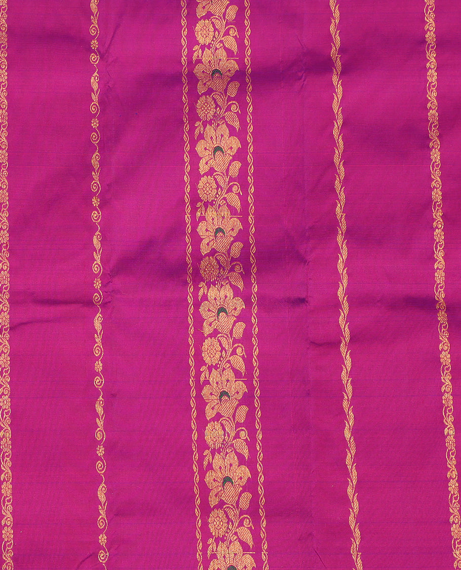 Magenta Pure Silk Navarathna Pavadai Material Set