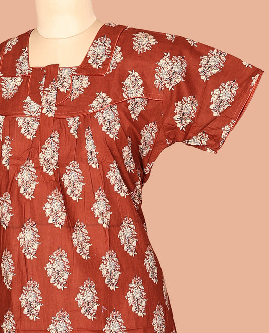Terracotta Cotton-Blended Nighty