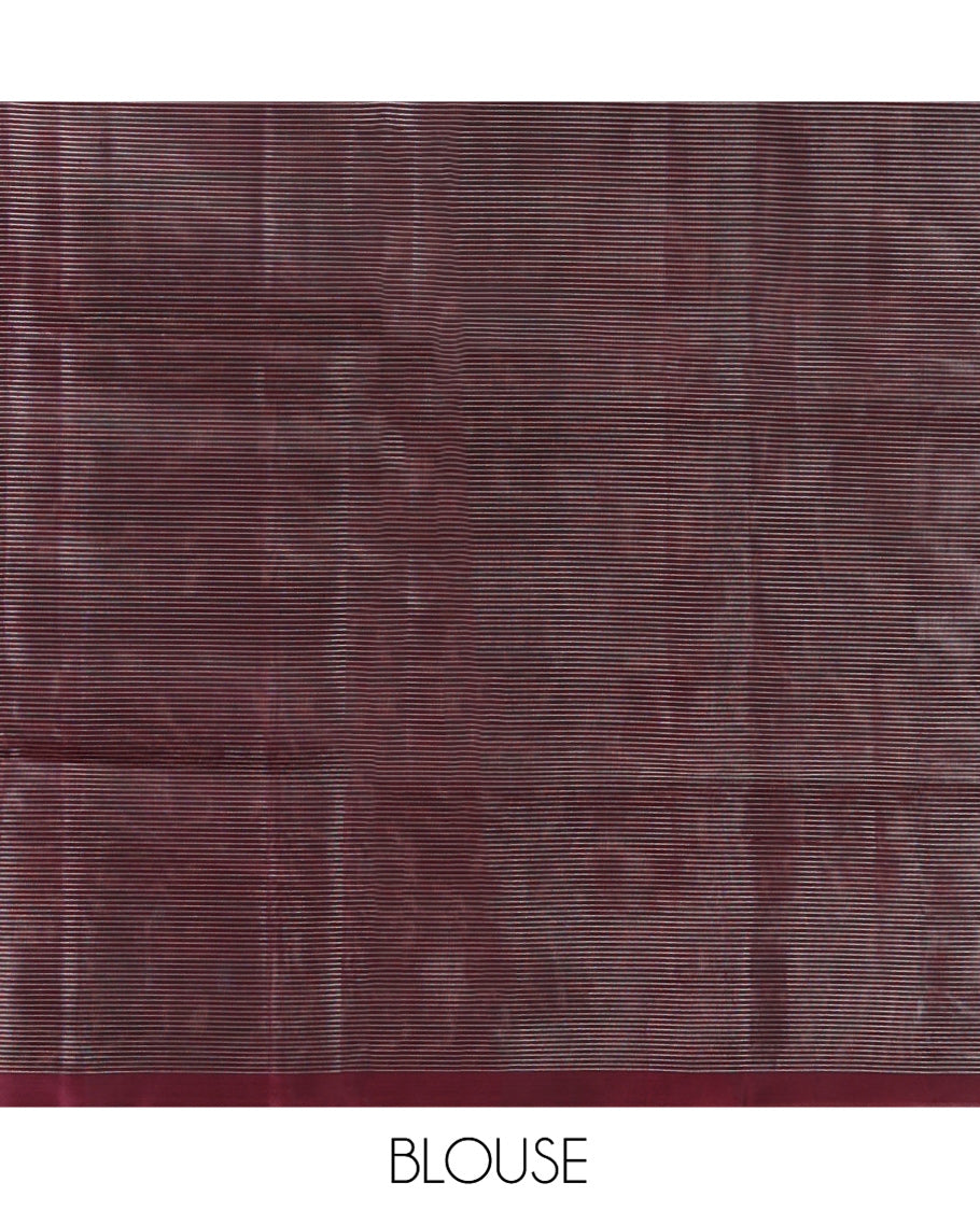 Grey Mayuri Lite Silk Mix Saree, Sparsely Sparkled with Stripes All Over Its Body, Complemented by a Contrast Border of Wave Designs, Intricately Designed Pallu, and Paired with a Contrast Blouse