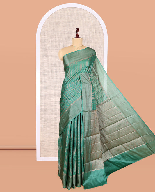 Green Tussar Silk Saree
