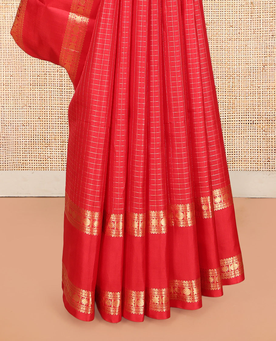 Red Kanchipuram Chettinad Saree