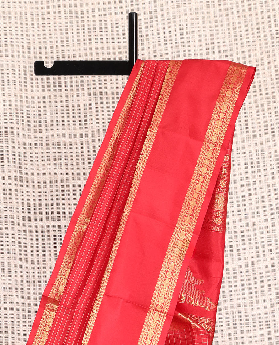 Red Kanchipuram Chettinad Saree